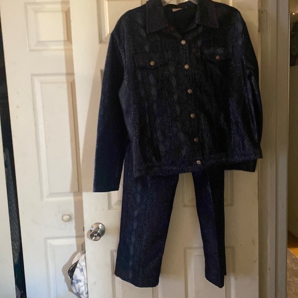 2 piece Jean pant suit black design fabulous - Picture 1 of 8